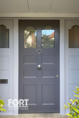 00001 Single Grey Fs Security Door With Two Side Panels 1 Fsdoors Co Uk