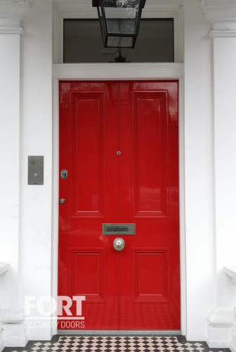 00007 Single Red Fs Security Door With Gloss Fsdoors Co Uk