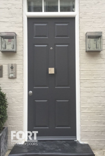 00014 Grey Fs Security Door With 3 Panel Glass Transom Fsdoors Co Uk