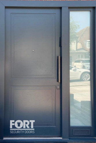 00015 Grey Fs Security Door With Glass Side Panel Fsdoors Co Uk