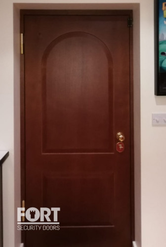 00026 Brown Fs Security Door With Arch Panel Fsdoors Co Uk
