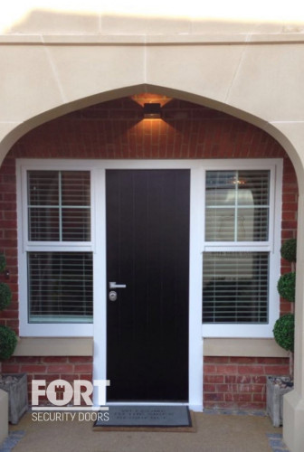 00027 Brown Fs Security Doors With 2 Windows Side Panels Fsdoors Co Uk