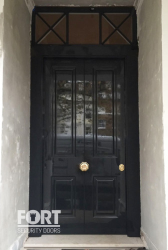 00031 Black Fs Security Door Victorian 4 Panel With Transom Fsdoors Co Uk