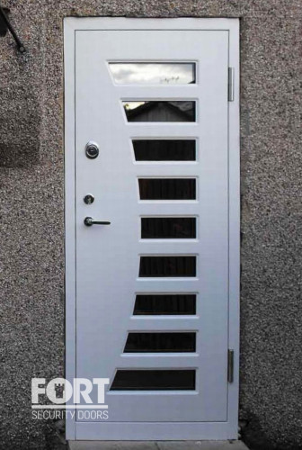 00058 Single White Fs Security Door With 9 Glass Windows Fsdoors Co Uk