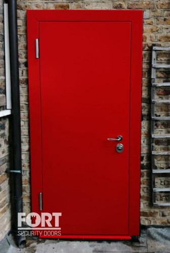 00072 Single Bright Red Fs Security Door Fsdoors Co Uk