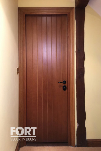 00088 Fs Security Brown Door With A Wood Finish Vertical Lines Fsdoors Co Uk