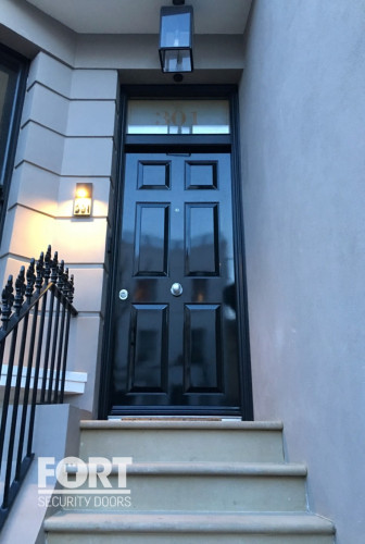 00094 Single Black Fs Security Door 6 Panel Victorian With Transom Fsdoors Co Uk