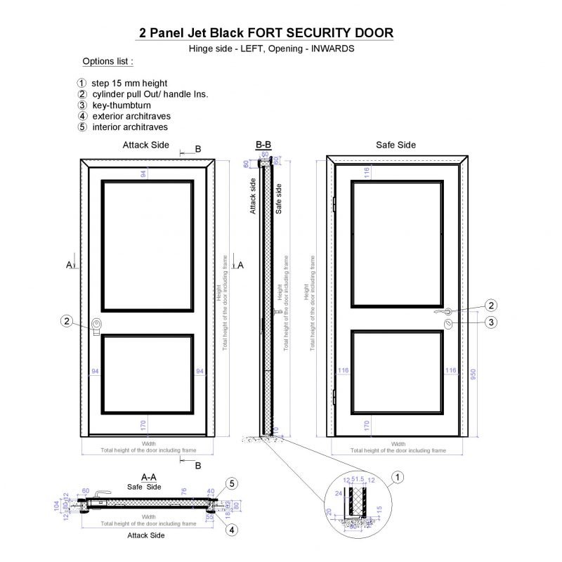 2 Panel Jet Black Fort Security Door Page 001