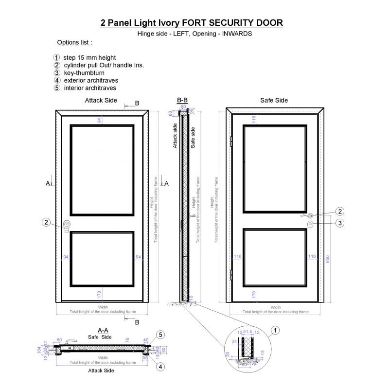 2 Panel Light Ivory Fort Security Door Page 001