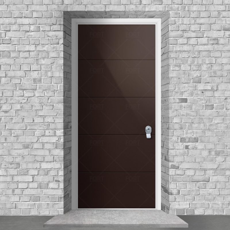 4 Horizontal Lines Chocolate Brown Ral 8017 By Fort Security Doors Uk