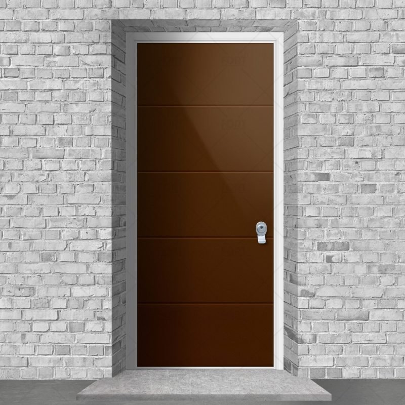 4 Horizontal Lines Clay Brown Ral 8003 By Fort Security Doors Uk
