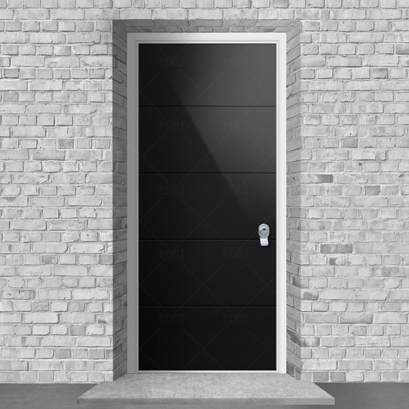 4 Horizontal Lines Jet Black Ral 9005 By Fort Security Doors Uk