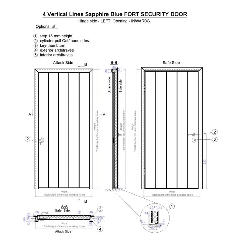 4 Vertical Lines Sapphire Blue Fort Security Door Page 001