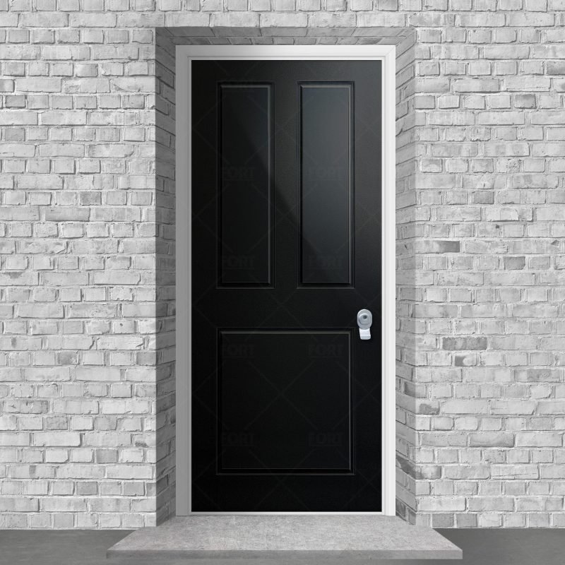 Edwardian 3 Panel Jet Black Ral 9005 By Fort Security Doors Uk