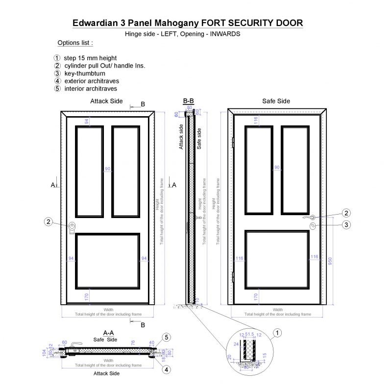 Edwardian 3 Panel Mahogany Fort Security Door Page 001