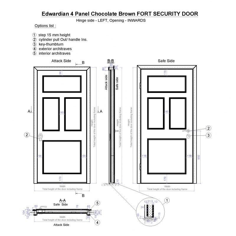 Edwardian 4 Panel Chocolate Brown Fort Security Door Page 001