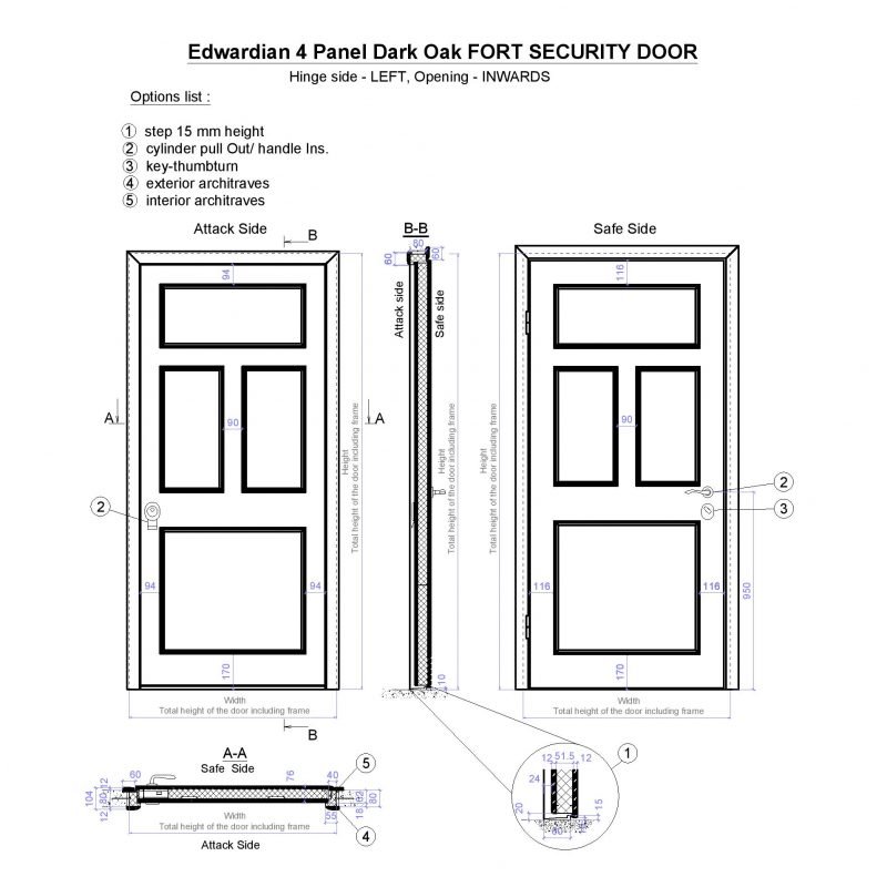 Edwardian 4 Panel Dark Oak Fort Security Door Page 001