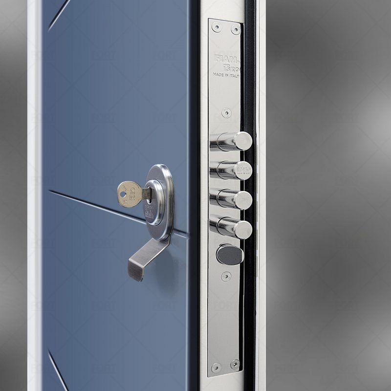 Lock System In Pigeon Blue Ral 5014 By Fort Security Doors Uk