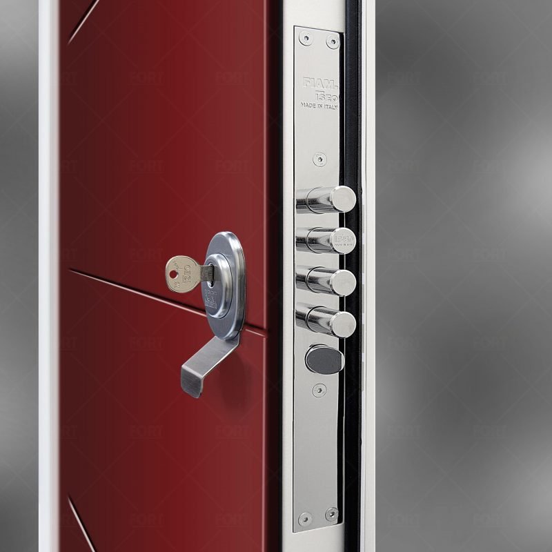 Lock System In Ruby Red Ral 3003 By Fort Security Doors Uk