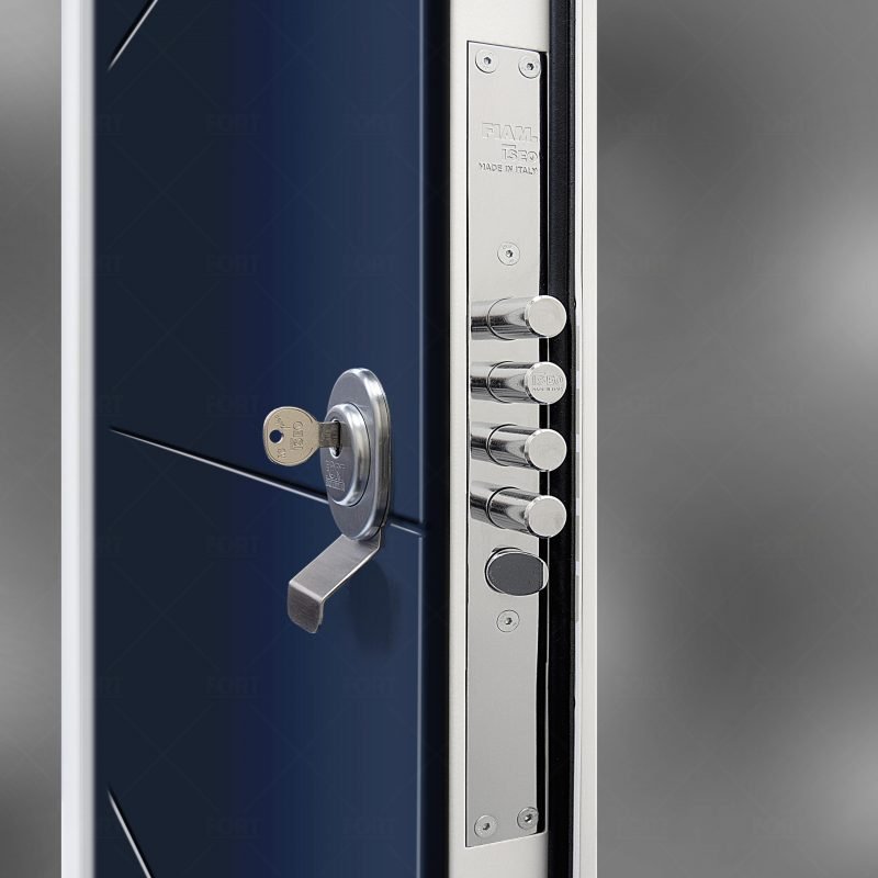 Lock System In Sapphire Blue Ral 5003 By Fort Security Doors Uk
