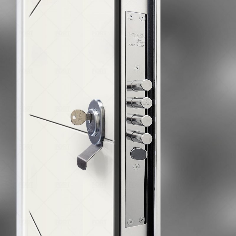 Lock System In Traffic White Ral 9016 By Fort Security Doors Uk
