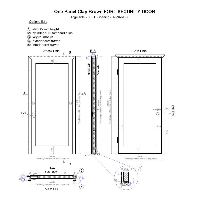 One Panel Clay Brown Fort Security Door Page 001