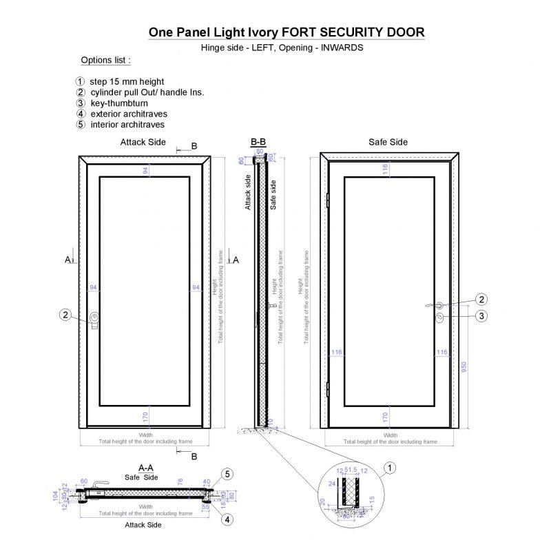 One Panel Light Ivory Fort Security Door Page 001