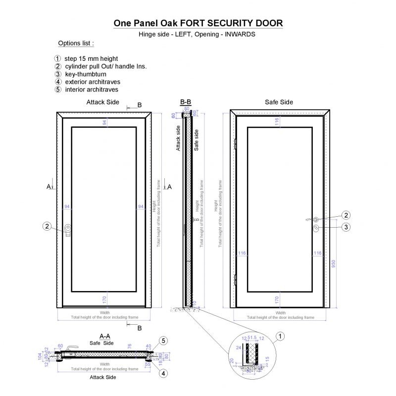 One Panel Oak Fort Security Door Page 001