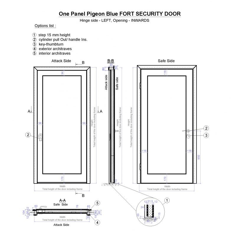 One Panel Pigeon Blue Fort Security Door Page 001
