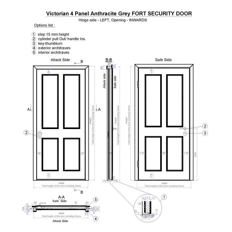 Victorian 4 Panel Anthracite Grey Fort Security Door Page 001