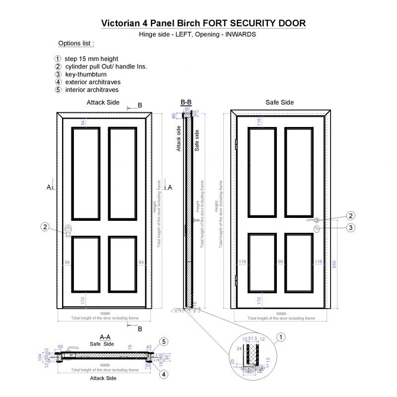 Victorian 4 Panel Birch Fort Security Door Page 001