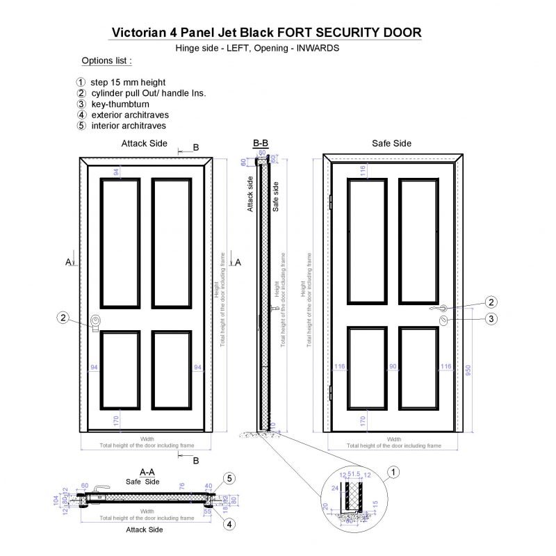 Victorian 4 Panel Jet Black Fort Security Door Page 001