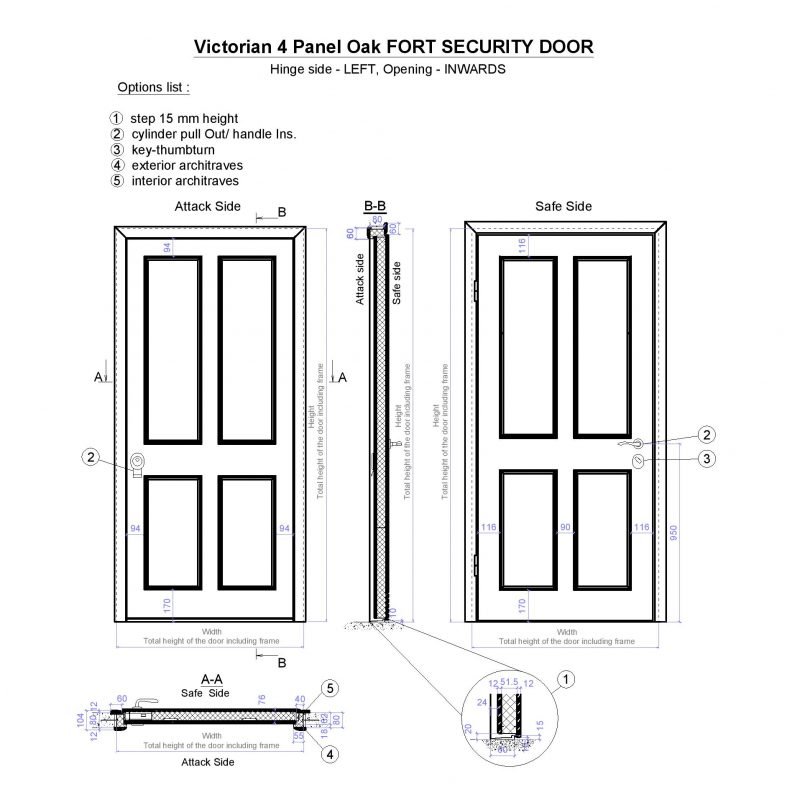 Victorian 4 Panel Oak Fort Security Door Page 001