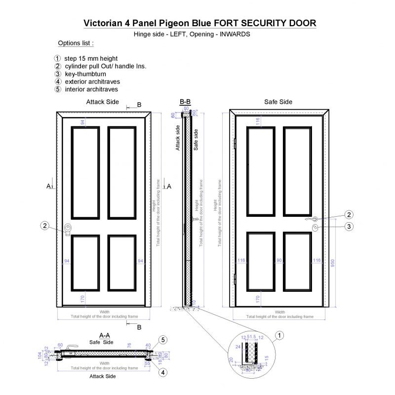 Victorian 4 Panel Pigeon Blue Fort Security Door Page 001