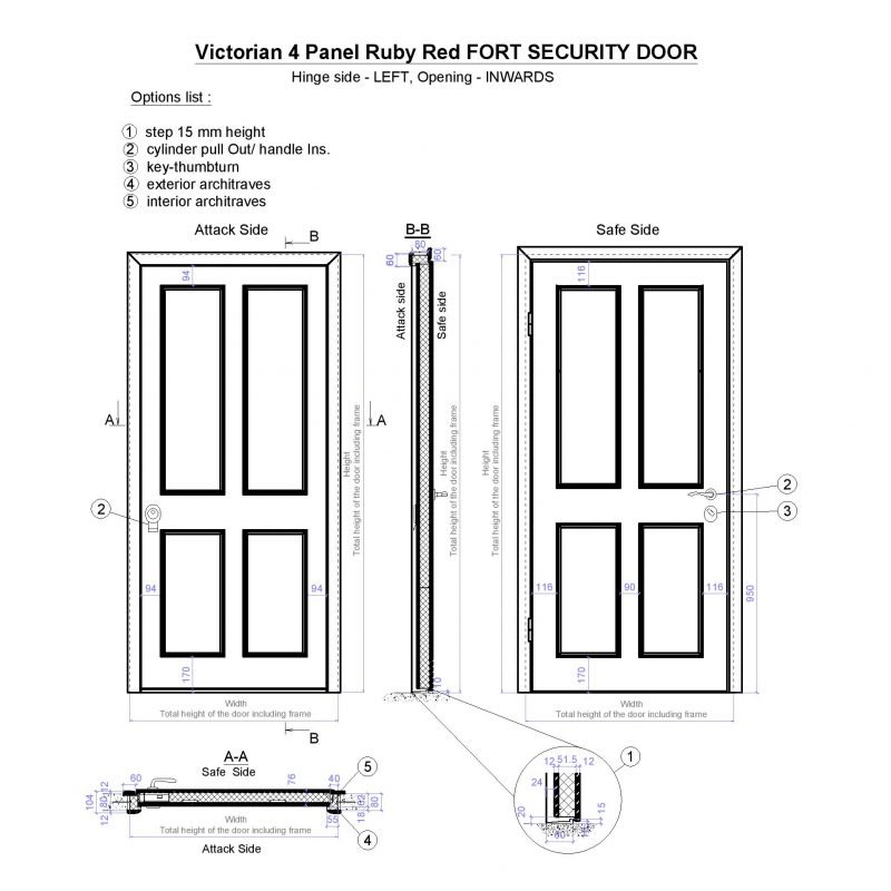 Victorian 4 Panel Ruby Red Fort Security Door Page 001