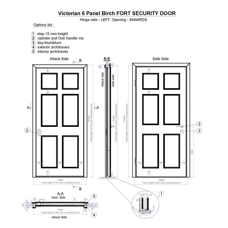 Victorian 6 Panel Birch Fort Security Door Page 001