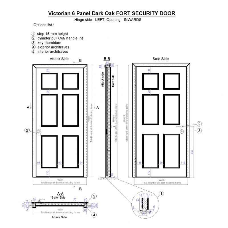 Victorian 6 Panel Dark Oak Fort Security Door Page 001