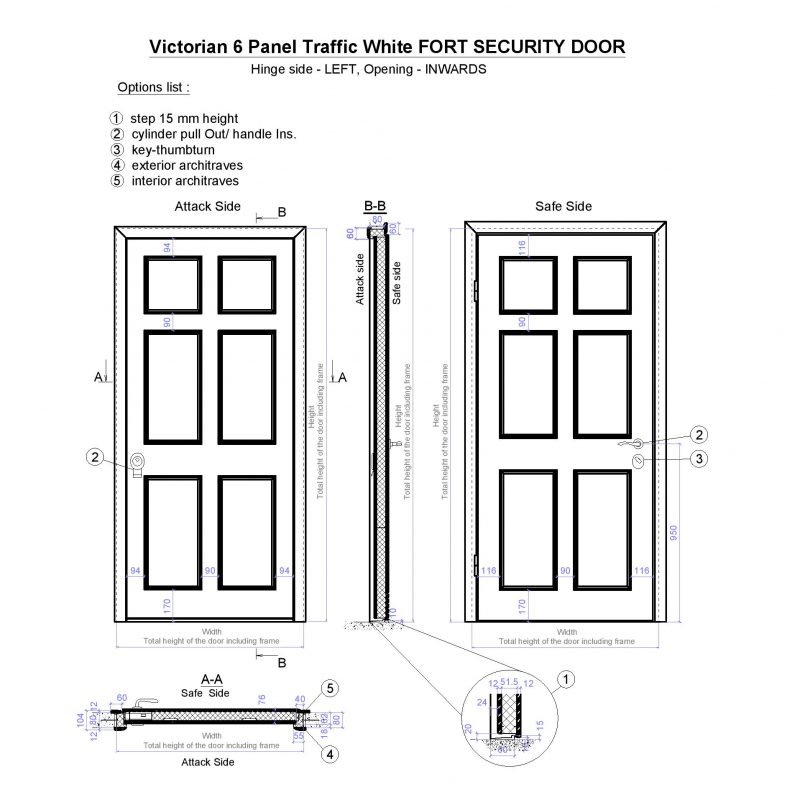 Victorian 6 Panel Traffic White Fort Security Door Page 001