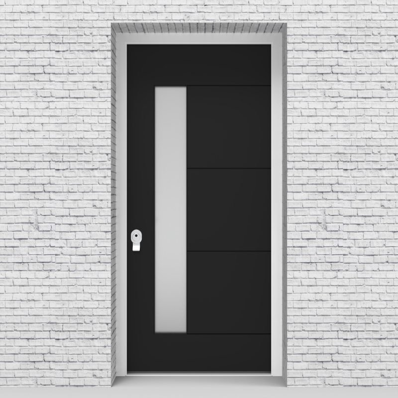 6.single 4 Horizontal Lines With Lock Side Glass Jet Black (ral9005)