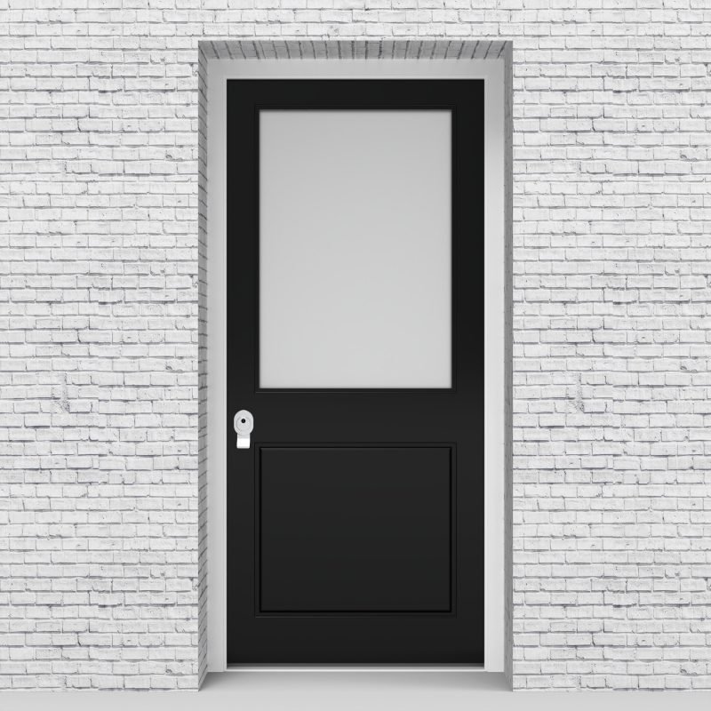 6.single Door 2 Panel With A Large Glass Pane Jet Black (ral9005)