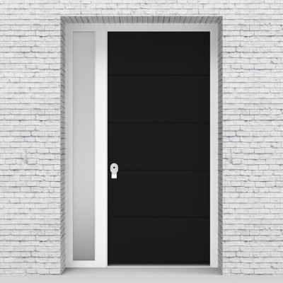 6.single Door With Left Side Panel 4 Horizontal Lines Jet Black (ral9005)
