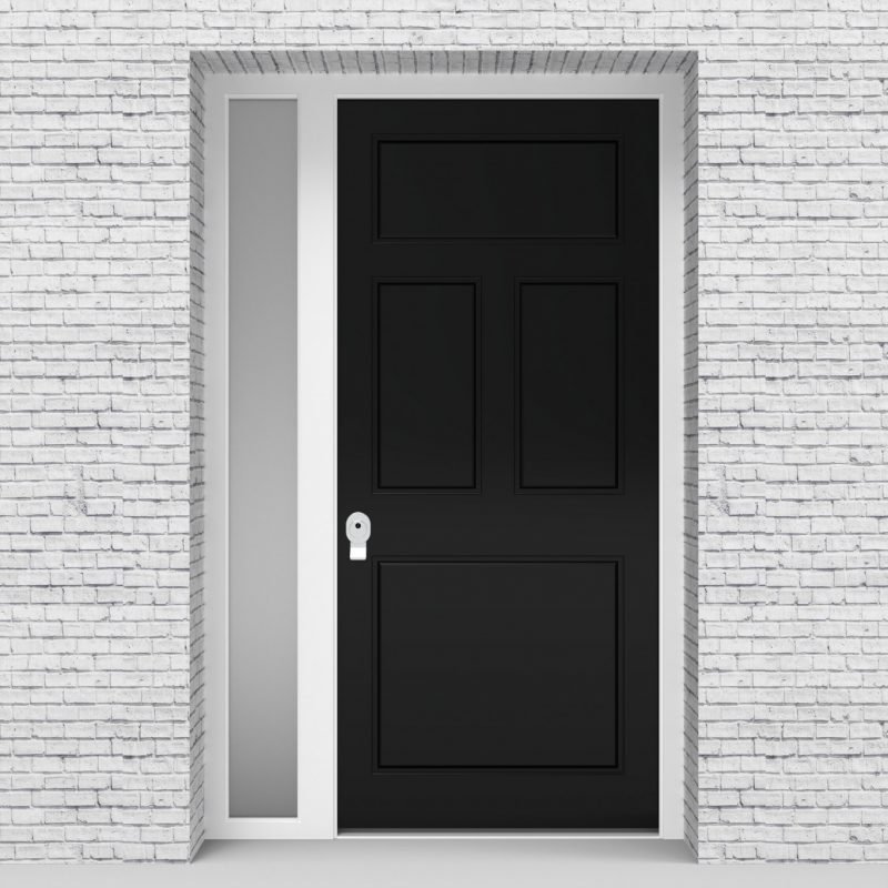 6.single Door With Left Side Panel Edwardian 4 Panel Jet Black (ral9005)