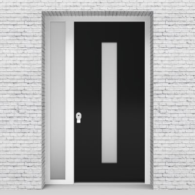 6.single Door With Left Side Panel Plain With Central Glass Jet Black (ral9005)