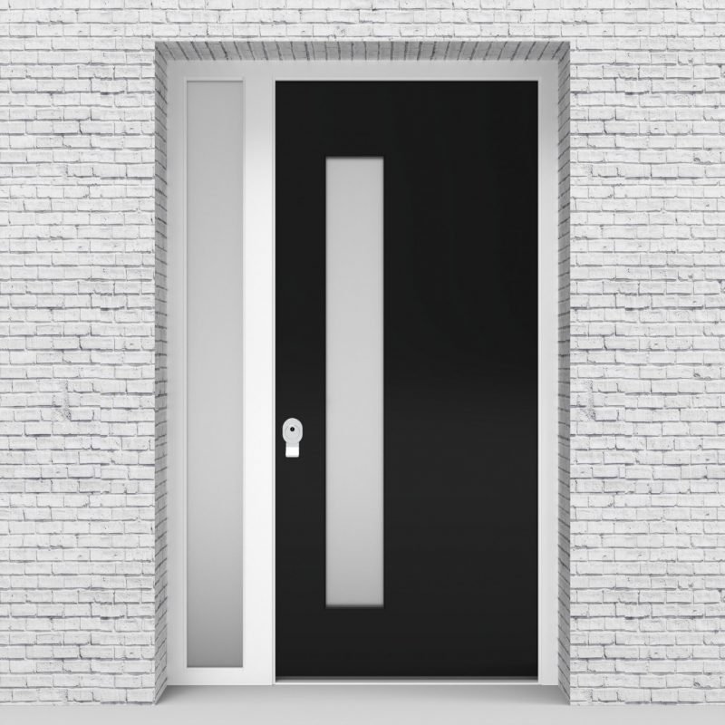 6.single Door With Left Side Panel Plain With Lock Side Glass Jet Black (ral9005)