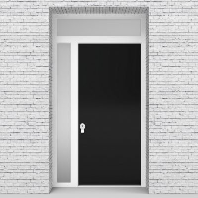 6.single Door With Left Side Panel And Transom Plain Jet Black (ral9005)