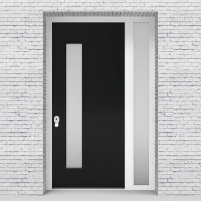 6.single Door With Right Side Panel Plain With Lock Side Glass Jet Black (ral9005)