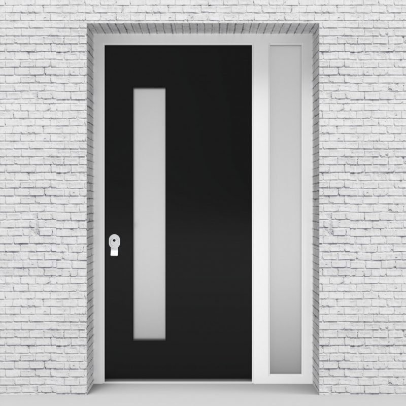 6.single Door With Right Side Panel Plain With Lock Side Glass Jet Black (ral9005)