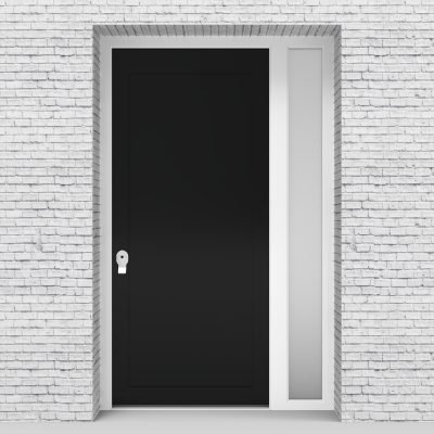 6.single Door With Right Side Panel Plain With Lock Side Glass Jet Black (ral9005)