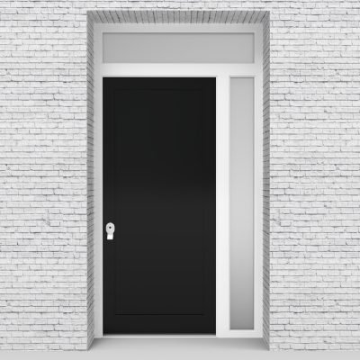 6.single Door With Right Side Panel And Transom One Panel Jet Black (ral9005)