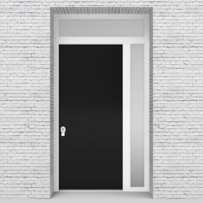 6.single Door With Right Side Panel And Transom Plain Jet Black (ral9005)